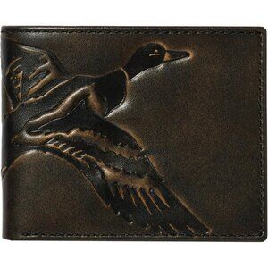 Men's Duck Classic Bifold Brown Grain premium Leather Fishing Wallet Card